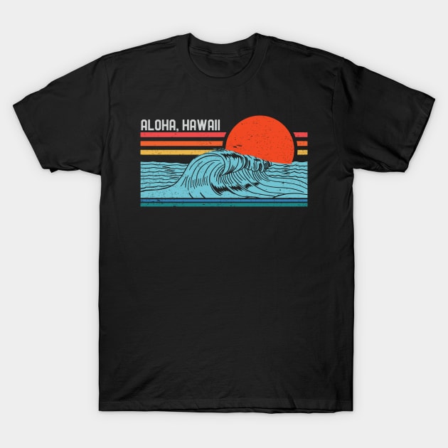 Retro Aloha Beach Surf Vintage Hawaii Surfing Wave 80s 70s T-Shirt by mrsmitful01